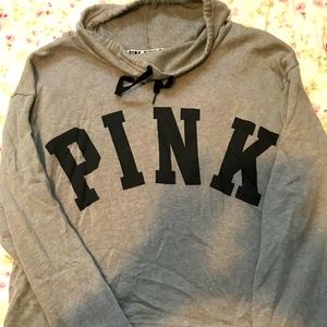 PINK grey cropped hoodie
